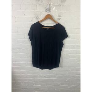 Simply Vera Vera Wang Women's Crewneck T-Shirt Short Sleeve Solid Black Size XL